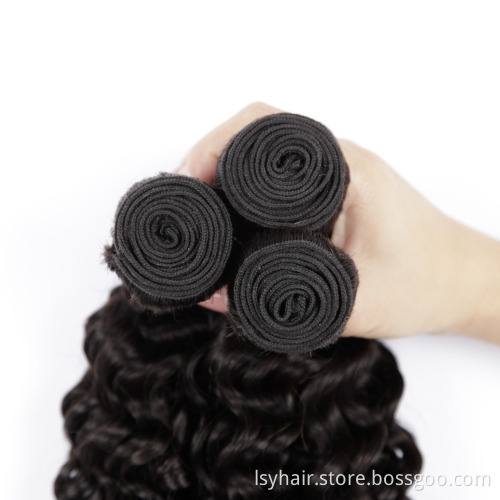 Peruvian Deep Curly Ear to Ear Frontal 100% Human Hair Bundles Weft Weave with Closure Sew In Hair Hair Fronal Extensions